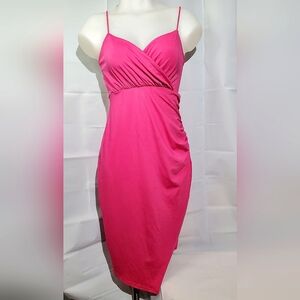 Streetwear Society Hot Pink Strappy Wrap Style Ruched Dress - XL (fits Medium)